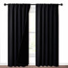 Picture of NICETOWN 100% Blackout Curtains Heat Blocking, Durable Black Lined Blackout Curtains for Bedroom, Energy Saving Long Curtains for Patio Sliding Glass Door, Black, 52-inch x 95-inch, 2 Panels