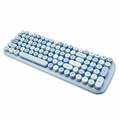 Picture of MOFii Bluetooth Keyboard with Multi Color Retro Typewriter Round Keys, Computer Wireless Keyboard Cute Design for PC Laptop Tablelet MAC(Blue Colorful)