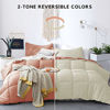 Picture of KASENTEX All Season Down Alternative Quilted Comforter Set - Reversible Duvet Insert - Machine Washable (Rose/Beige, Twin Set)