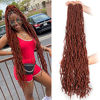 Picture of Leeven 7 Packs Copper Red New Faux Locs 30 Inch Distressed Ginger Soft Locs Crochet Hair Pre Looped Long Boho Goddess Locs Curly Wavy Extended Synthetic Braids Hair for Black Women 15 Stands/Pack #350