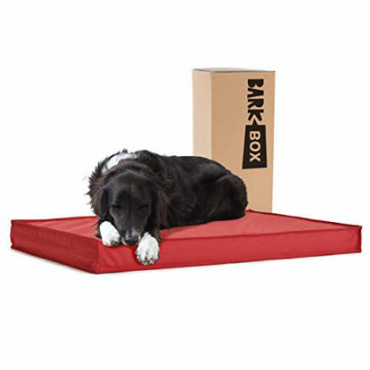 Picture of BarkBox Outdoor All Weather Dog/Cat Bed, Waterproof, Machine Wash, Removable Cover, Memory Foam for Orthopedic Joint Relief. All Season Camping Crate Pet Mattress for Small/Medium/Large Pets