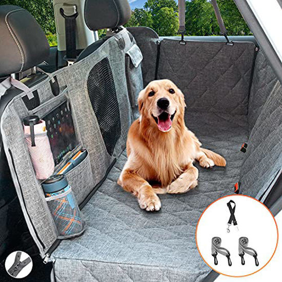 Hanjo Pets Car Dog Cover Back Seat - Car Hammock for Dogs Waterproof - Dog  Car Seat Cover for Back Seat with Mesh Window Multiple Pockets For