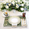 Picture of 175 Piece Gold Dinnerware Set 25 Guest-50 Gold Lace Plastic Plates-25 Gold Plastic Silverware-25 Gold Plastic Cups-25 Linen Like Gold Paper Napkins, FOCUSLINE Disposable Dinnerware Set
