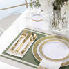 Picture of 175 Piece Gold Dinnerware Set 25 Guest-50 Gold Lace Plastic Plates-25 Gold Plastic Silverware-25 Gold Plastic Cups-25 Linen Like Gold Paper Napkins, FOCUSLINE Disposable Dinnerware Set