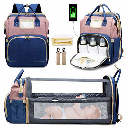 Picture of 3 in 1 Diaper Bag Backpack with Changing Station, Travel Bassinet Foldable Baby Bed, Baby Bag Portable Crib, Mummy Bag