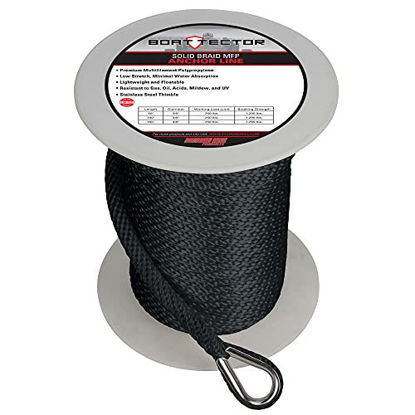 Picture of Extreme Max 3006.3472 BoatTector Solid Braid MFP Anchor Line with Thimble - 1/2" x 150', Black
