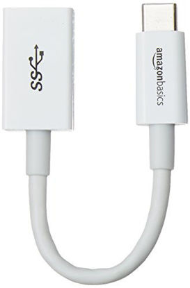 Picture of Amazon Basics USB Type-C to USB 3.1 Gen1 Female Adapter - White, 10-Pack