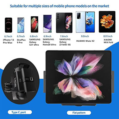 Picture of DearHot 15W Qi Wireless Car Charger Mount Holder Compatible for Samsung Galaxy Z Fold3 Z Fold2 Fold S21 Ultra Xiaomi Mix Fold iPhone 13 Pro Max 12 Pro 4.3in-6.9in Phone Auto Clamp Fast Car Charger