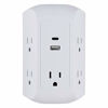 Picture of GE UltraPro 5-Outlet Extender with USB and USB-C Port, 2 Pack, Surge Protector, Spaced Wall Tap, Side-Access, Charging Station, for iPhone/iPad/Samsung Galaxy, 560 Joules, UL Listed, White, 50037