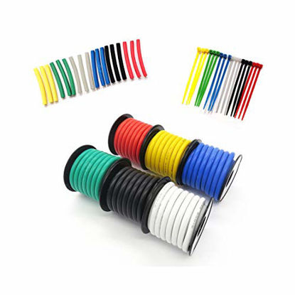 Picture of Fermerry Silicone Wire 14 Gauge Electrical Wire Kit Spool 25ft Each 6 Colors Flexible 14 AWG Stranded Tinned Copper Wire (6 Colors 25FT Each, 14AWG)