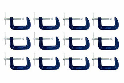 Picture of 12 Pack Taytools 3 Inch C Clamps Malleable Steel Frame Power Coated Acme Threads Zinc Plated Carbon Steel Spindle and Sliding Bar (12, 3 inch)
