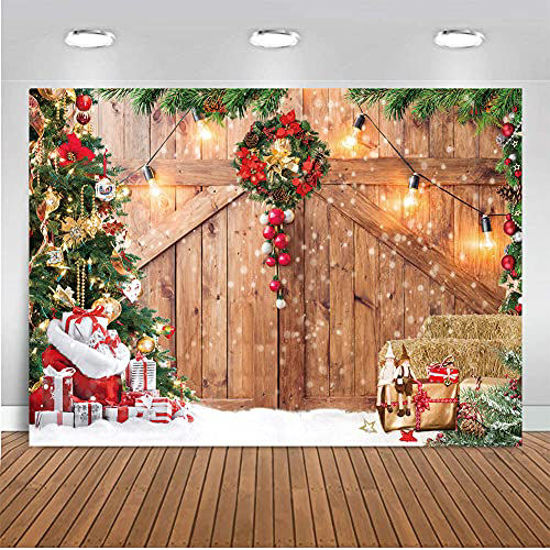 GetUSCart- CHAIYA10x8ft Christmas Backdrop Christmas Barn Door