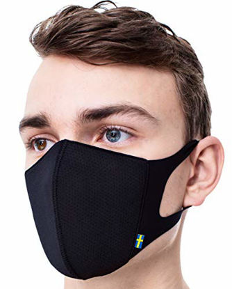 Picture of Airinum Lite Air Mask, Reusable Face Mask Washable for Men, Women and Kids | Comfortable and Lightweight Cloth Mask with 2 Filters and Head-clip (L, Storm Black)