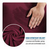Picture of Modern Velvet Plush 4 Piece High Stretch Sofa Slipcover Strap Sofa Cover Furniture Protector Form Fit Luxury Thick Velvet Sofa Cover for 3 Cushion Couch, Machine Washable(Sofa,Burgundy)