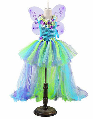 Picture of Tutu Dreams Green Fairy Costume for Girls St Patricks Day Dress Fancy Fairy Sets with Wings (Blue, M)