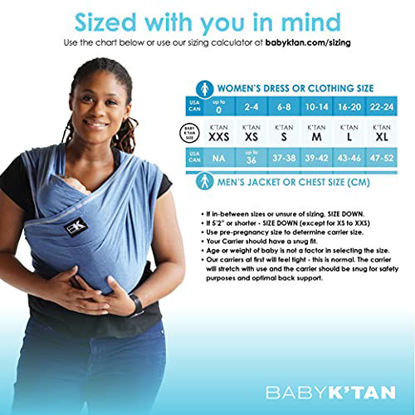 Picture of Baby K'tan Original Baby Wrap Carrier, Infant and Child Sling - Simple Pre-Wrapped Holder for Babywearing - No Tying or Rings - Carry Newborn up to 35 lbs, Denim, Women 6-8 (Small), Men 37-38