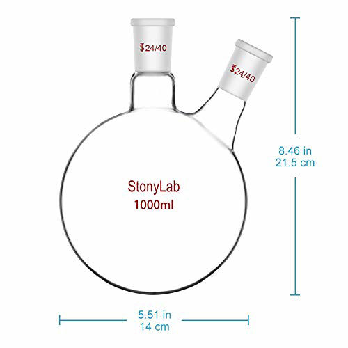 GetUSCart- StonyLab 1000ml Glass 2 Neck Round Bottom Flask RBF, with 24 ...