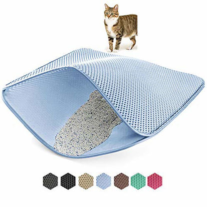 Picture of WePet Cat Litter Mat, Kitty Litter Trapping Mat, Honeycomb Double Layer Mats, No Phthalate, Urine Waterproof, Easy Clean, Scatter Control, Catcher Litter Tray Box Rug Carpet