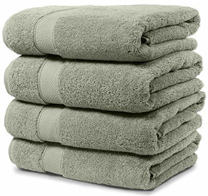 Picture of Maura 4 Piece Bath Towels. Extra Large 30"x56" Premium Turkish Towel Sets. Thick, Soft, Plush and Highly Absorbent Luxury Hotel & Spa Quality Towels for Bathroom - Sage Green