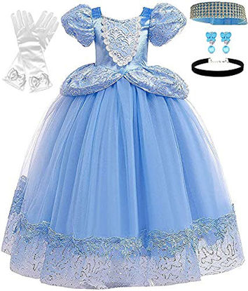 Picture of Romy's Collection Princess Cinderella Blue Toddler Girls Costume Dress Up (6-7, Blue 04)