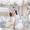 Picture of Birthday Party Baby Shower Decorations - DIY 4pcs White Transparent Boxes-4 pcs Transparent Balloons Boxes Décor with Letters, Individual BABY Blocks Design for Boys Girls Baby Shower Decorations( Siliver)