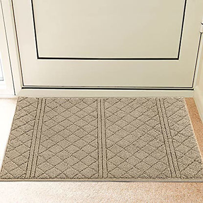 Picture of REFETONE Indoor Door Mat Entryway Rug Floor Mats for Home, 36" x 59" Front Back Door Rugs Non Slip Rubber Backing Super Absorbent Resist Dirt Doormat Indoor Entry Rugs, Machine Washable Low Profile