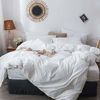 Picture of MOOMEE Bedding Duvet Cover Set 100% Washed Cotton Linen Like Bedding Textured Breathable Durable Soft Comfy (White, Twin)