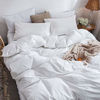 Picture of MOOMEE Bedding Duvet Cover Set 100% Washed Cotton Linen Like Bedding Textured Breathable Durable Soft Comfy (White, Twin)