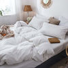 Picture of MOOMEE Bedding Duvet Cover Set 100% Washed Cotton Linen Like Bedding Textured Breathable Durable Soft Comfy (White, Twin)