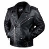 Picture of Leather Motorcycle Jacket For Men Moto Riding Cafe Racer Vintage Brando Biker Jackets CE Armored (S)