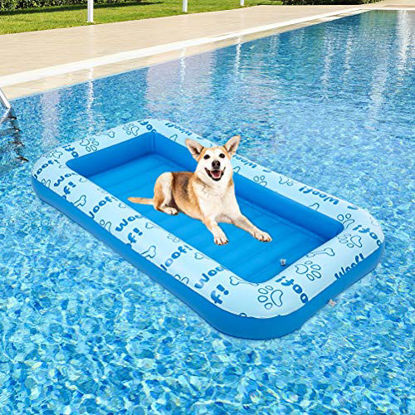 Picture of BINGPET Inflatable Dog Pool Float - Dog Raft for Pool and Lake in Summer, Durable and Foldable Pet Pool Rafts & Inflatable Ride-ons, Water Game for Pets and Kids, Hold Up to 100 lb