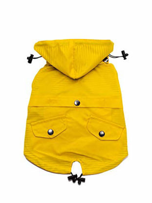 Picture of Yellow Zip Up Dog Raincoat with Reflective Buttons, Pockets, Rain/Water Resistant, Adjustable Drawstring, & Removable Hood - Size XS to XXL Available - Stylish Premium Dog Raincoats by Ellie (M)