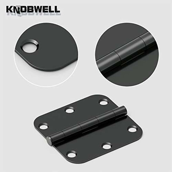 GetUSCart KNOBWELL 30 Pack Matte Black Door Hinges, 3.5" X 3.5" with 5/8" Radius in Black