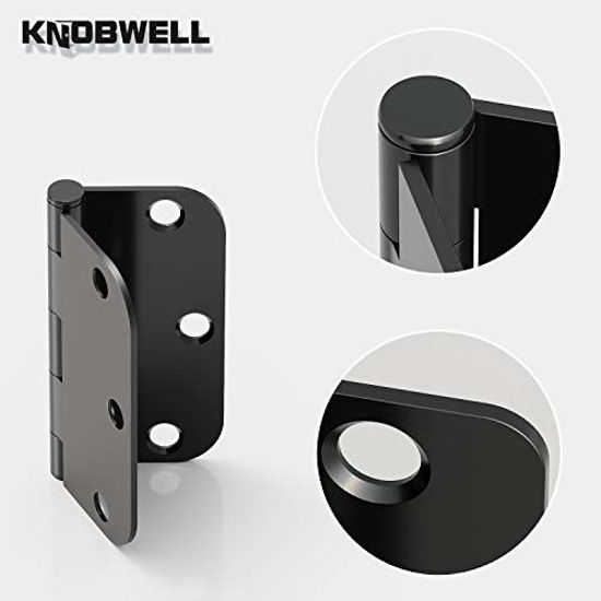 GetUSCart KNOBWELL 30 Pack Matte Black Door Hinges, 3.5" X 3.5" with 5/8" Radius in Black