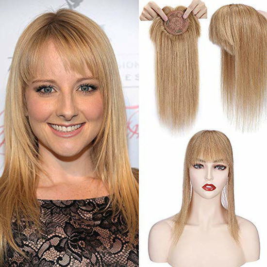 GetUSCart- 100% Real Human Hair Topper with Bangs Mono Base Crown Topper Hair Piece Clip in on Hair Toppers for Women with Hair Loss Thinning Grey Hair 14 Inch 27#Dark Blonde GetUSCart- 100% Real Human Hair Topper with Bangs Mono Base Crown Topper Hair Piece Clip in on Hair Toppers for Women with Hair Loss Thinning Grey Hair 14 Inch 27#Dark Blonde