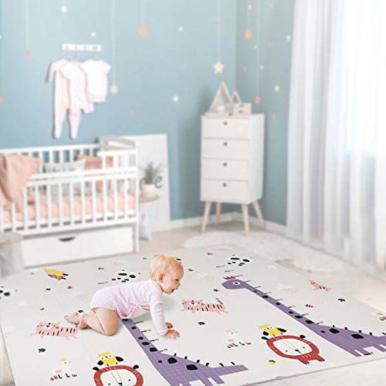Portable Folding Extra Large Baby Crawling Mat 77 x 70 inch Waterproof Non Toxic Anti-Slip Soft Foam Reversible Playmat for Infants Toddler Kids beiens Baby Play Mat 
