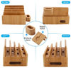 Picture of Bamboo Charging Station for Multiple Devices (Included 5 Port USB Charger, 5 Pack Charge & Sync Cable, Watch&Earbuds Stand), Electronic Device Desktop Organizer for Cellphone, Tablet, Watch, Earbuds