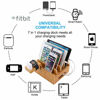 Picture of Bamboo Charging Station for Multiple Devices with 5 Port USB Charger, 5 Cables and Smart Watch & Earbuds Stand. Pezin & Hulin Desk Docking Stations Electronic Organizer for Cell Phone, Tablet