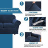 Picture of Real Velvet Plush 3 Piece Stretch Sofa Covers Couch Covers for 2 Cushion Couch Sofa Slipcovers (Base Cover Plus 2 Large Cushion Covers) Feature Thick Soft Stay in Place (Large Sofa, Navy)