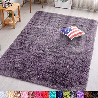 PAGISOFE 5x5 Feet Area Rug, Round Purple Rug, Circle Rugs for Kids Bedroom,  Fluffy Carpets, Shaggy Rugs Small Teepee Furry Mat, Comfy Reading Rug