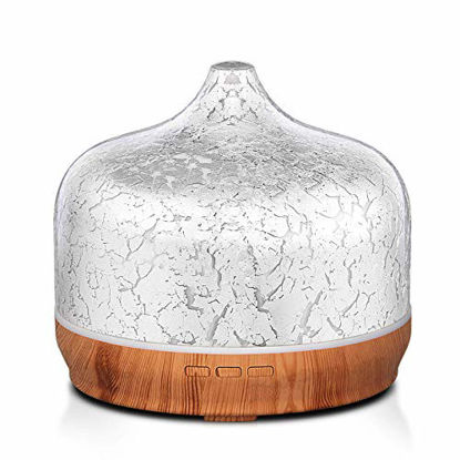 Picture of 500ml Essential Oil Diffuser Silver Plated Glass Aromatherapy Ultrasonic Humidifier- Auto Shut-Off,Timer Setting, BPA Free for Home Hotel Yoga SPA Gift