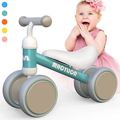 Picture of Baby Balance Bikes Toys for 1 Year Old Boys Girls 10-24 Months Cute Toddler First Bicycle Infant Walker Children No Pedal 4 Wheels 1st Birthday Gifts, Green