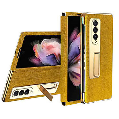 Picture of FUTURECASE Samsung Galaxy z Fold 3 Case, Leather Flip Case for Samsung Z Fold 3, Kickstand Shockproof Full Protection Z Fold 3 5G Funda Cover(Gold)