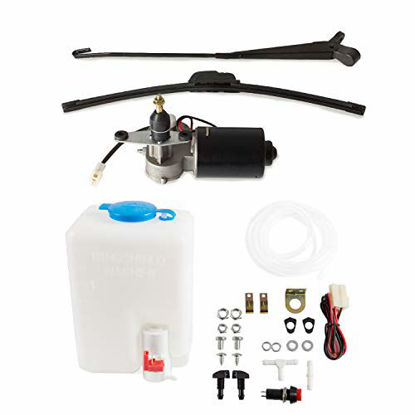 Picture of 12V Electric Motor Universal UTV windshield Wiper Kit with Windshield Washer Pump Kit Compatible with Golf Cart UTV Polaris Ranger RZR 900 1000 TURBO Can Am X3 etc.