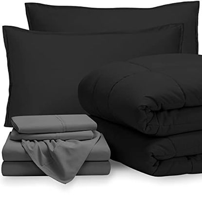 Picture of Bare Home Bedding Set 7 Piece Comforter & Sheet Set - Queen - Goose Down Alternative - Ultra-Soft 1800 Premium - Bedding Set (Queen, Black/Grey)