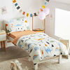 Picture of Joyreap 4 Piece Cotton Toddler Bedding Set for Kids Boys n Girls, Dinosaur Theme Cream White n Orange Reversible Design, Includes Quilted Comforter, Fitted Sheet, Top Sheet, and Pillow Case