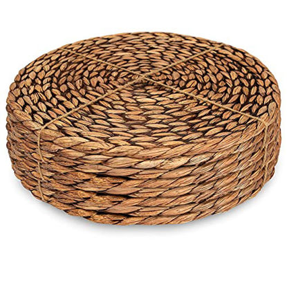 Picture of CENBOSS Beautiful Woven Placemats Round Placemats for Dining Table (Brown Wash, 13.5" Set of 8)