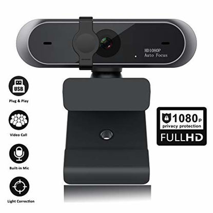 Picture of 1080P HD Webcam with Microphone, Manual Focus Webcam, Computer Camera Web Camera PC Webcam for Video Calling Recording Conferencing 2 Megapixel (360 Degree Rotatable)
