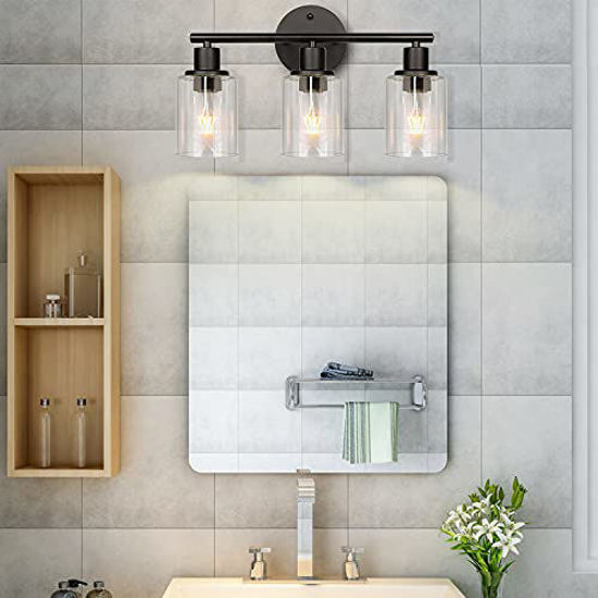 GetUSCart- 3-Light Bathroom Light Fixtures, Black Bathroom Wall Lights ...