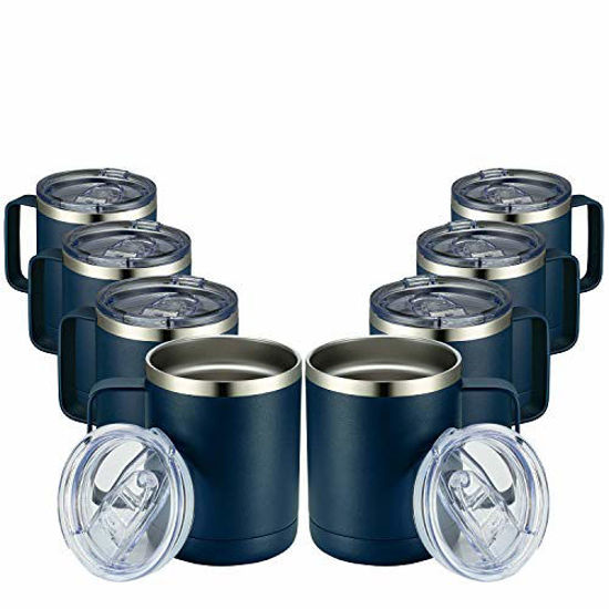 Picture of MEWAY 12oz Coffee Mug With Handle 8 Pack Bulk,Stainless Steel Insulated Travel Tumblers With Sliding Lid,Double Wall Vacuum Camping Cup for Hot & Cold Drinks Tea (Navy, 8)